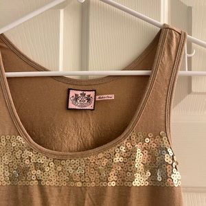 JUICY COUTURE Y2K gold sequin stripe mini dress